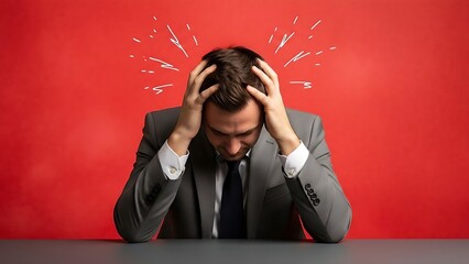 Stressed businessman with a headache