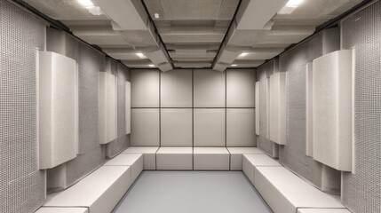 Acoustic room in a modern design with soundproof panels
