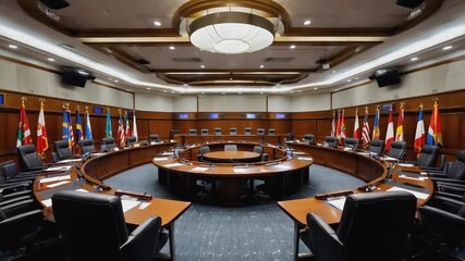 Many flags at a congress. - Powered by Adobe