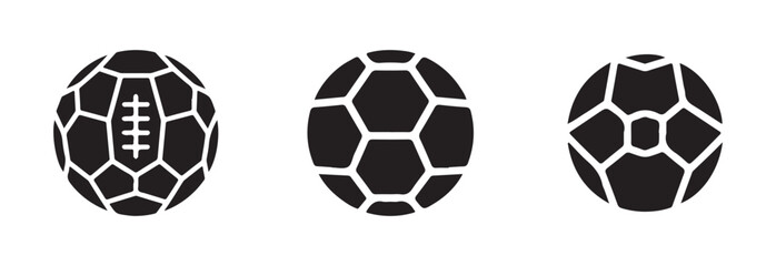 Obraz premium American football and soccer ball icons set isolated on white background. sport game sign in flat style