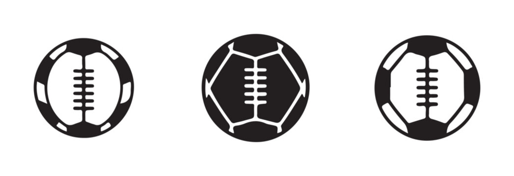 Soccer ball icon set isolated on white background outline design style team sport competitive game equipment