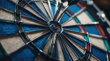 Close up view of darts hitting the target with precision