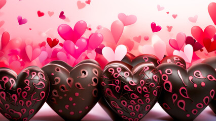 Colorful Heart-Shaped Chocolates Celebrate Love on Valentine’s Day With a Romantic Backdrop of Floating Hearts
