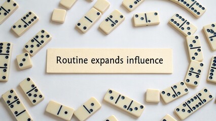 Domino blocks arranged in a spiral pattern with inspirational text