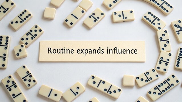 Domino blocks arranged in a spiral pattern with inspirational text