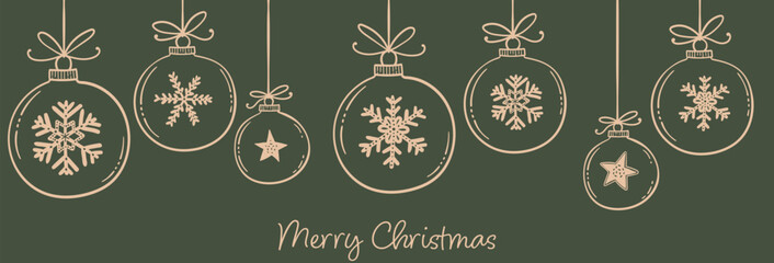Fototapeta premium Cute hand drawn christmas baubles with decorations.