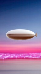 Zeppelin Floating Above Glowing Landscape
