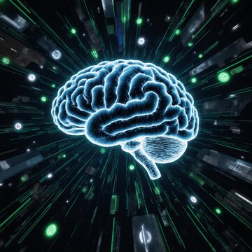 Digital AI concept A digital brain with neural network and machine learning capabilities