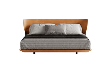 Obraz premium Front view of a modern orange bed on a transparent background. 