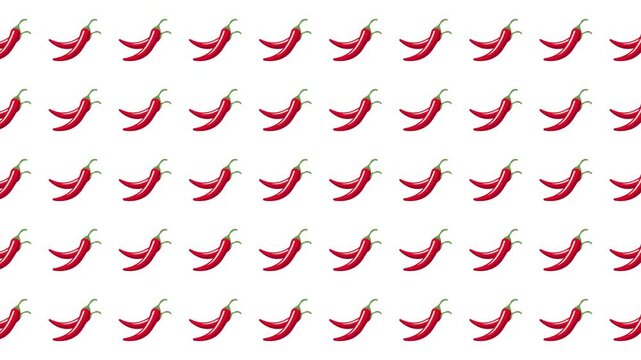 Repeating pattern of small cartoon red chili peppers. Perfect for spice or foodthemed designs. Great for kitchen products.