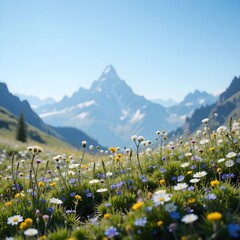 alpine meadow with flowers