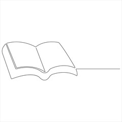 Open book one continuous line art isolated vector illustration