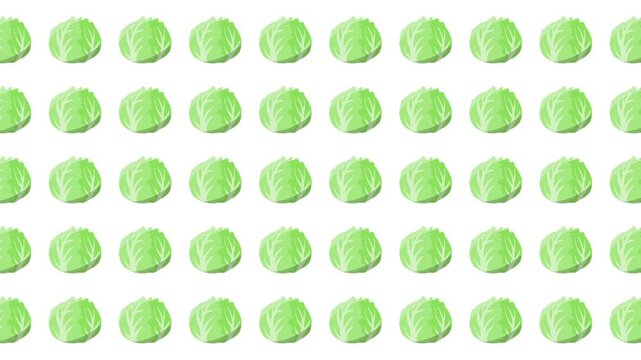 Repeating pattern of green cabbage or lettuce heads, suitable for healthy eating graphics, restaurant menus, and agricultural designs.