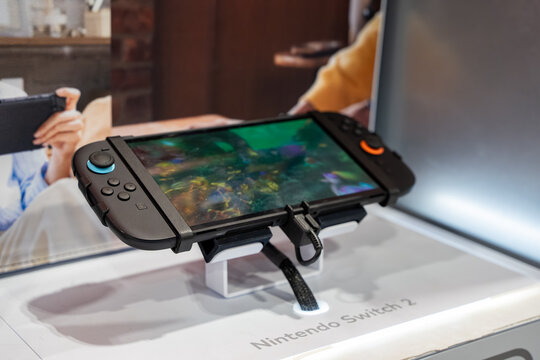 Close up of Nintendo Switch 2 console on display. Toronto, Canada - December 3, 2025.