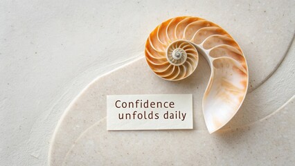 Close Up of a Seashell Spiral with Positive Message
