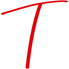 Handwritten red alphabet with clean strokes bold marker style