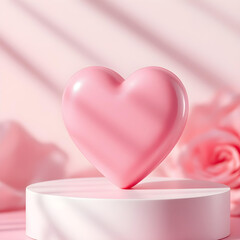 Heart shaped soap pastel pink, isolated on white