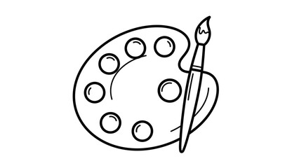 Artist Palette Icon – Paintbrush and Color Palette Illustration for Art and Creativity