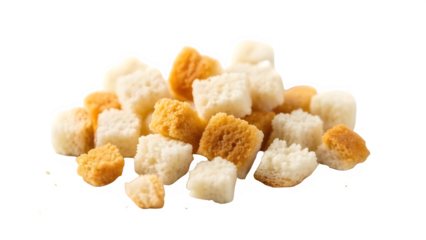 Dry bread crumbs (few only) isolated on PNG background.