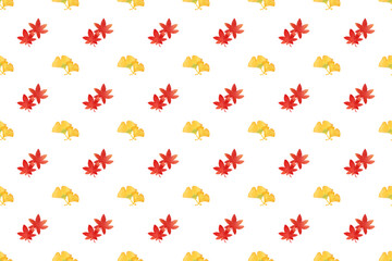 Autumn seamless pattern. Yellow and red leaves pattern watercolor illustration for wrapping paper, textile prints, banners, backgrounds	