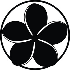 Illustration of tropical plumeria flower inside a circle silhouette vector