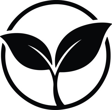 Illustration of two leaves in a circle sprout silhouette vector