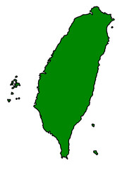 台湾の地図（縁取りグリーン）