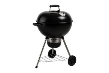 Black Charcoal Barbecue Grill Isolated on Transparent Background