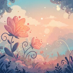 Flower in a Field at Sunset