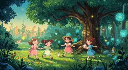 Girl Celebration in Forest