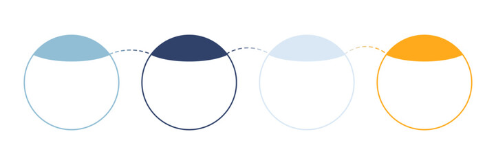Timeline graphic art, blue and yellow, four phases.EPS10