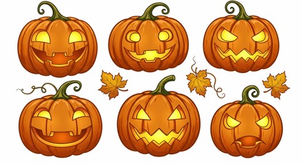 Jack O Lanterns with Different Faces for Halloween