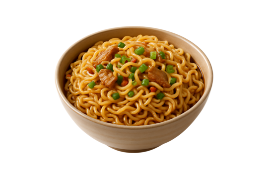 Bowl of Instant Noodles Isolated on Transparent Background