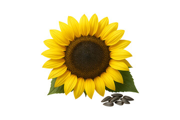 Obraz premium Bright Yellow Sunflower with Seeds Isolated on Transparent Background