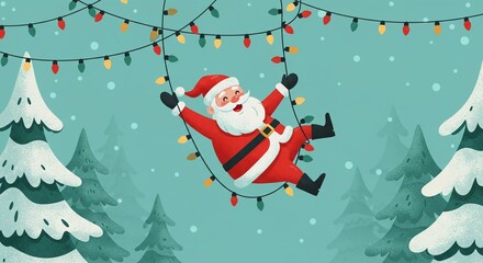 Santa Claus Swing Christmas Lights