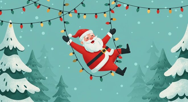 Santa Claus Swing Christmas Lights - Powered by Adobe