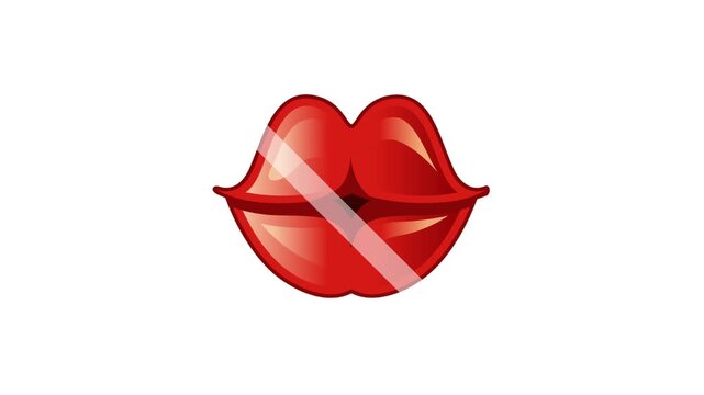 Thick red lips icon animation. Red lips motion. Icon animation. Icon motion.