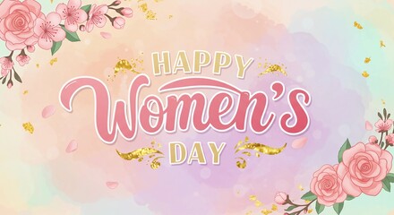 Womens Day Flowers Gold Leaf Design