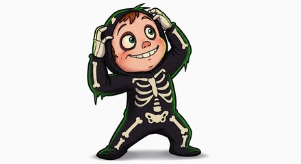 Boy in Skeleton Costume