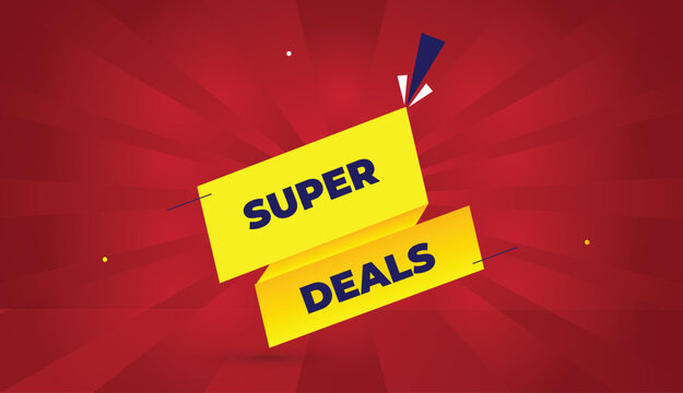 super deals editable eps format web banner vector art illustration template design yellow orange gradient shapes deep blue bold font red gradient abstract illustration sun shine background 4k business