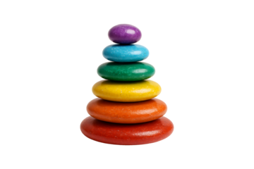 Colorful Rainbow Stack Toy Isolated on Transparent Background