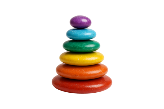 Colorful Rainbow Stack Toy Isolated on Transparent Background