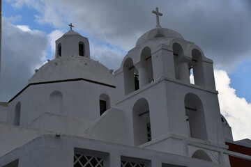 ギリシャのサントリーニ島フィラの街並み