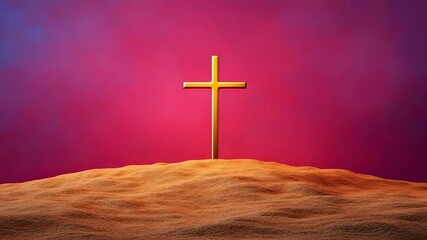 christian cross symbol, golden cross on hill, spiritual christian cross at sunset christian cross background, religious minimalism backgrounds, christian symbolism stock images
