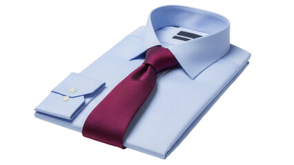 Light blue dress shirt with burgundy tie isolated PNG, formal wear for business or special...