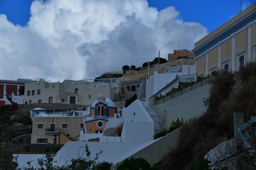 ギリシャサントリーニ島のフィラの街並み
