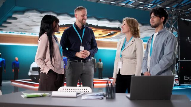 Vibrant International Trade Fair Showcasing Corporate Teams