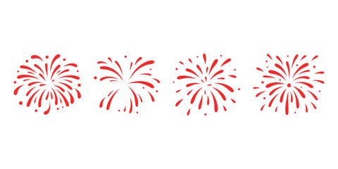 Firework burst doodle design element isolated vector set