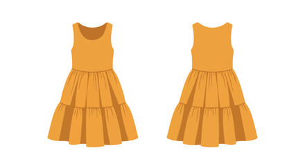 Elegant summer dress illustration showcasing front and back views, designed for fashion and apparel design product display visuals