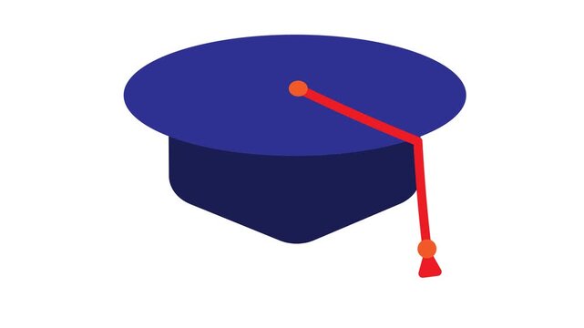 graduation animated. graduation cap toga animation. describes education, learning outcomes, undergraduate. flat design style
